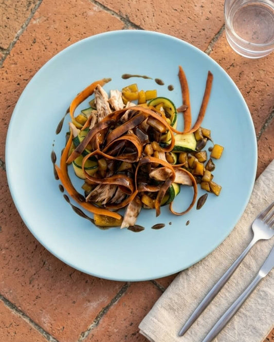 Insalata di pollo con maionese all'aglio nero